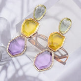 Tricolor Geometric Drop Earrings